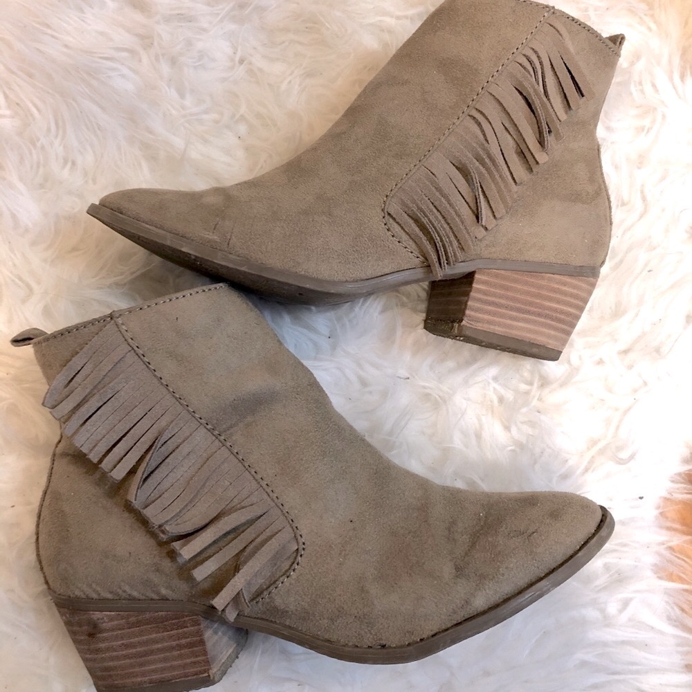 Suede Fringe Ankle Booties
